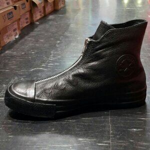 Converse Chuck Taylor All Star Shroud Leather Hi Top Zip Monochrome BLACK